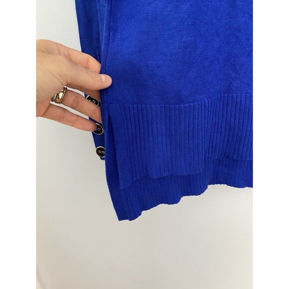 Melissa Paige Women's Size Small Button Cuff Sweater Split Hem Blue - Picture 5 of 8